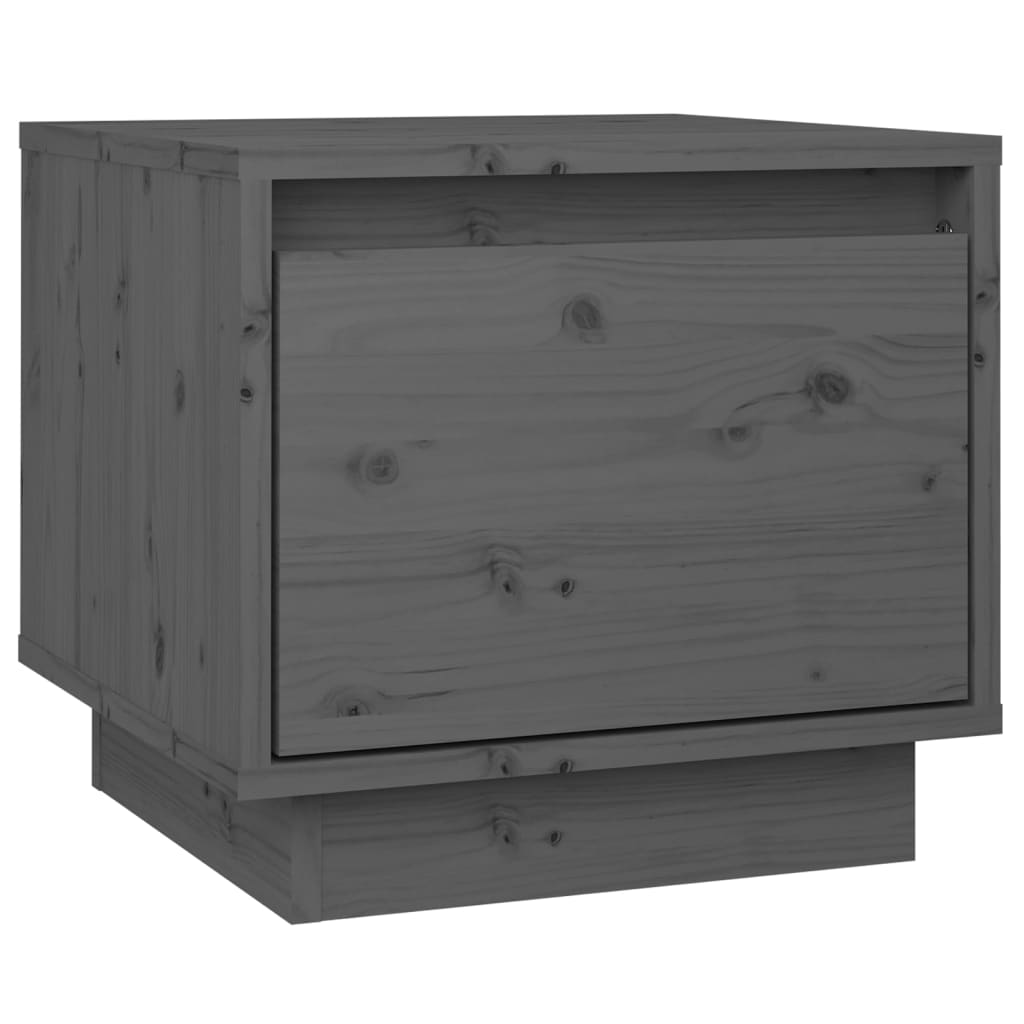 vidaXL Mesitas de noche 2 uds madera maciza de pino gris 35x34x32 cm