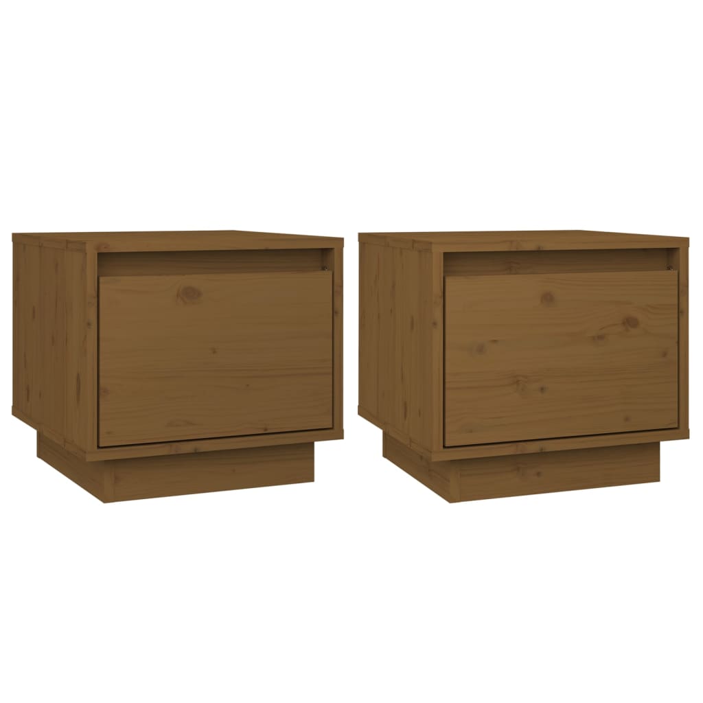 vidaXL Mesitas de noche 2 uds madera de pino marrón miel 35x34x32 cm