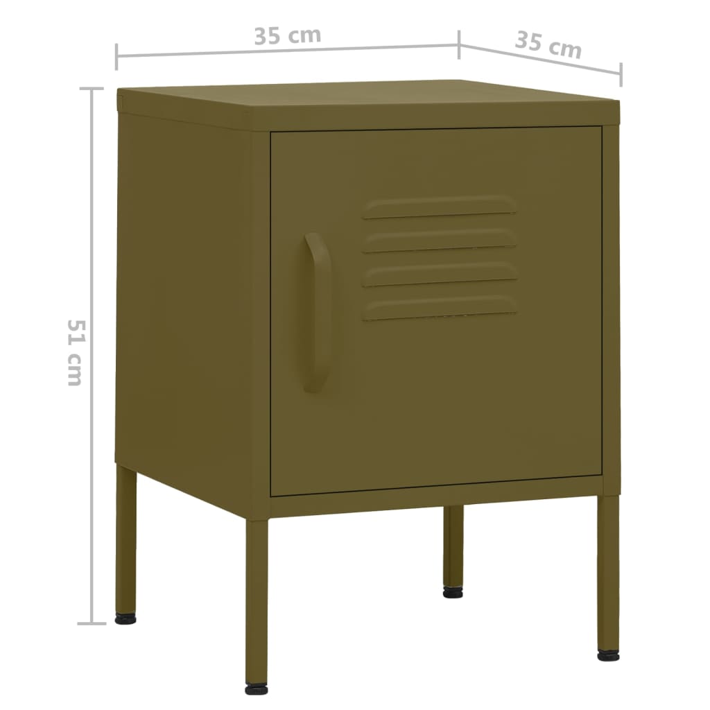 vidaXL Mesitas de noche 2 uds verde oliva acero 35x35x51 cm