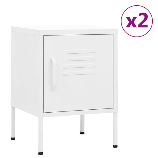 vidaXL Mesitas de noche 2 uds blanco acero 35x35x51 cm