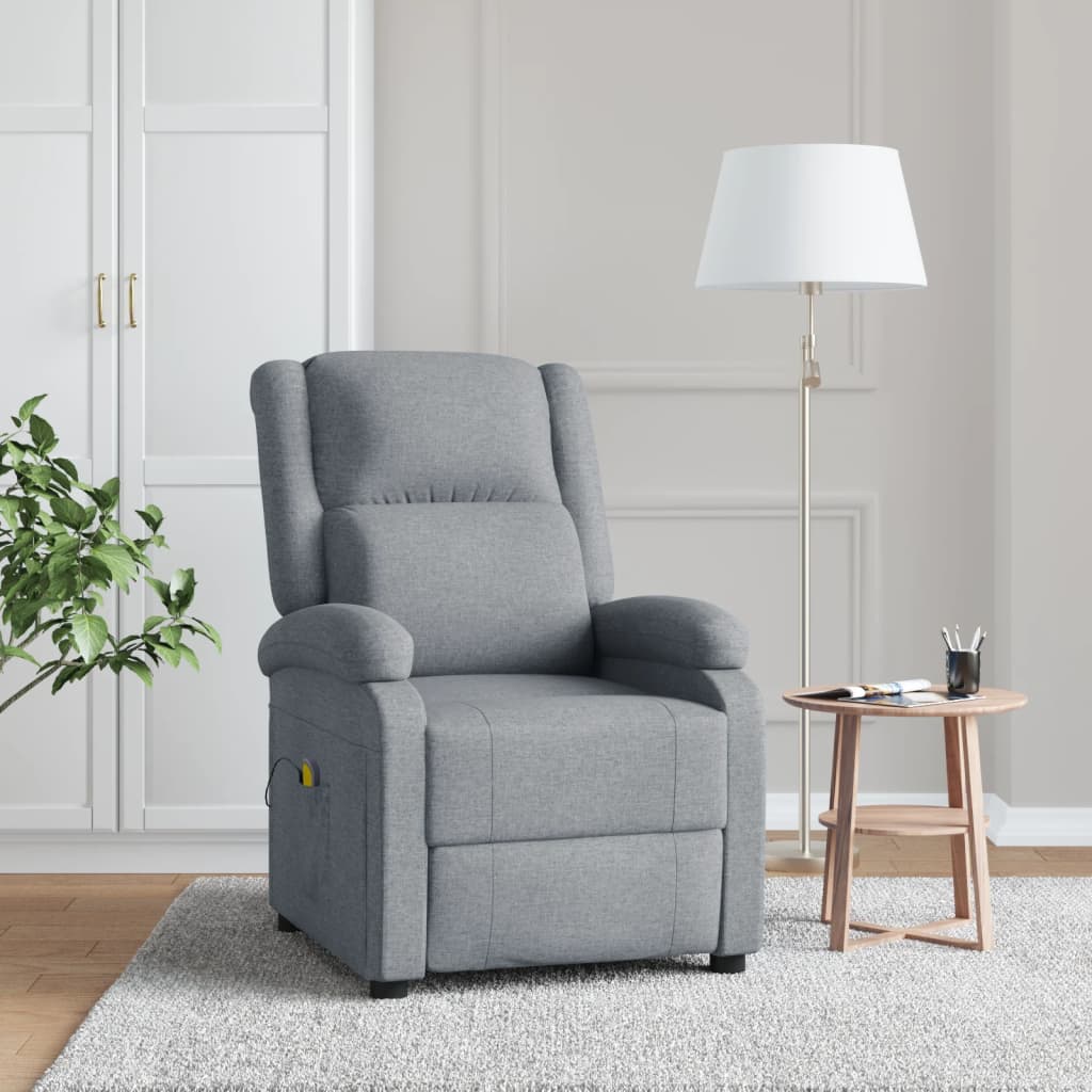 vidaXL Sillón de masaje tela gris claro