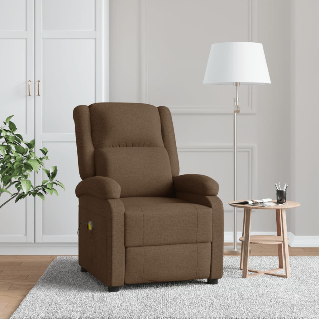 vidaXL Sillón de masaje eléctrico tela marrón