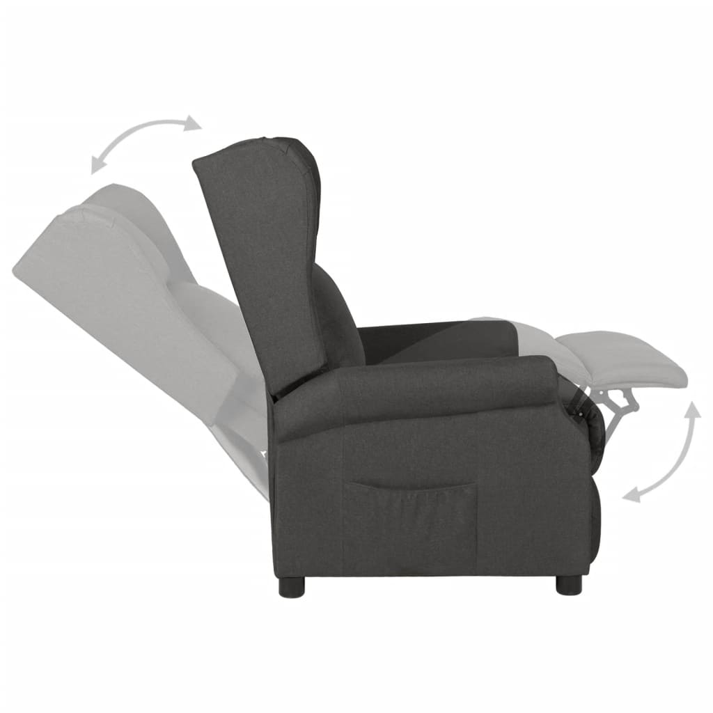 vidaXL Sillón reclinable de tela gris oscuro