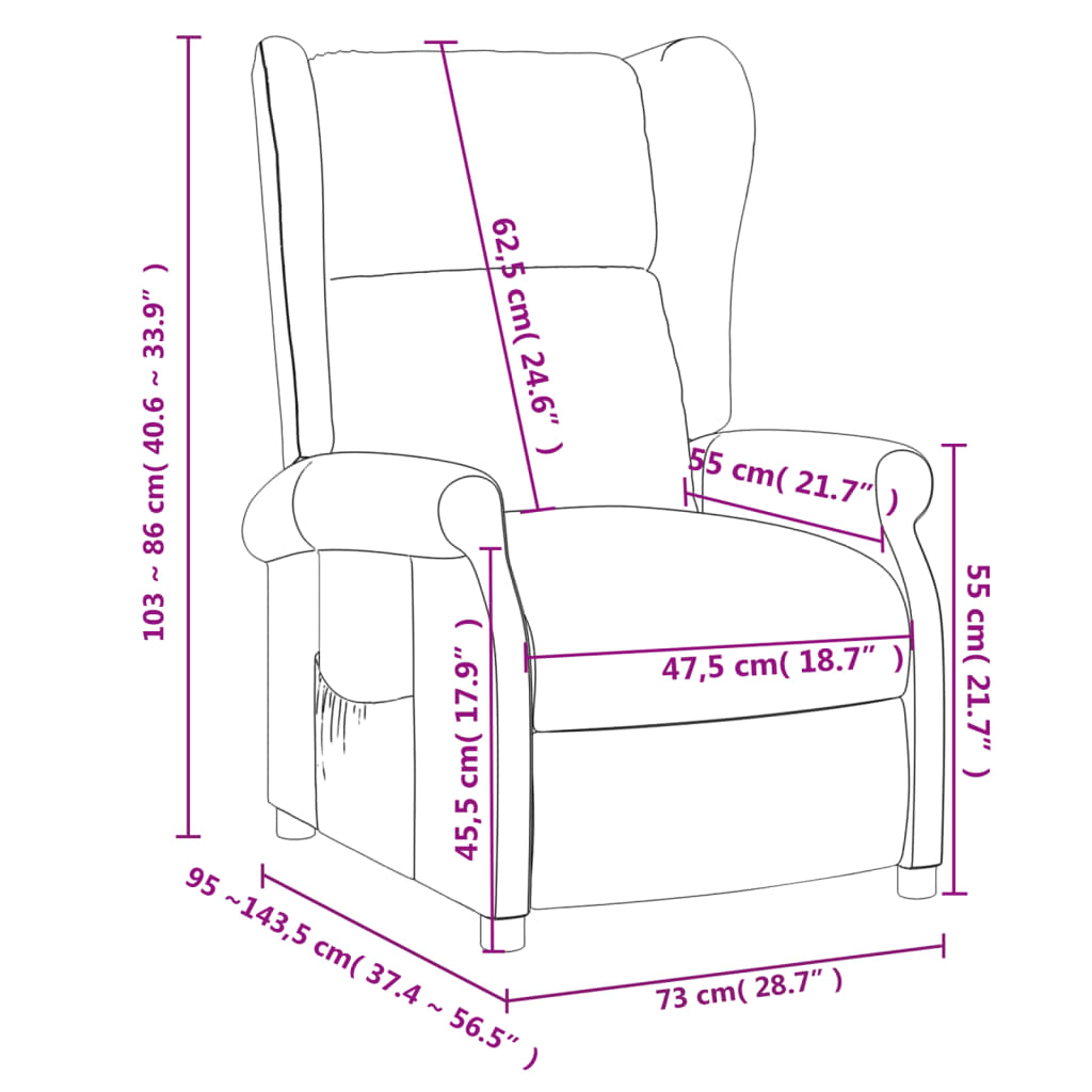 vidaXL Sillón reclinable de tela gris oscuro