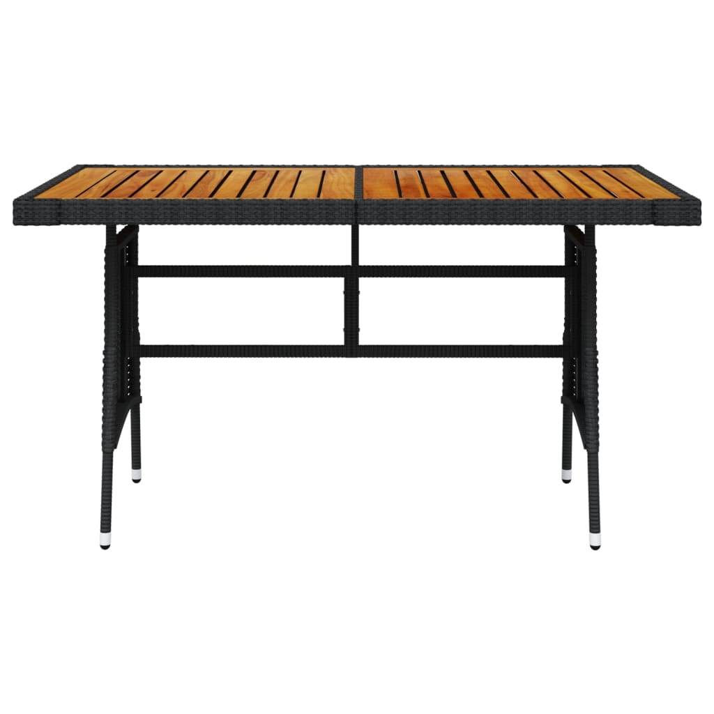 vidaXL Mesa de jardín ratán PE y acacia maciza negro 130x70x72 cm