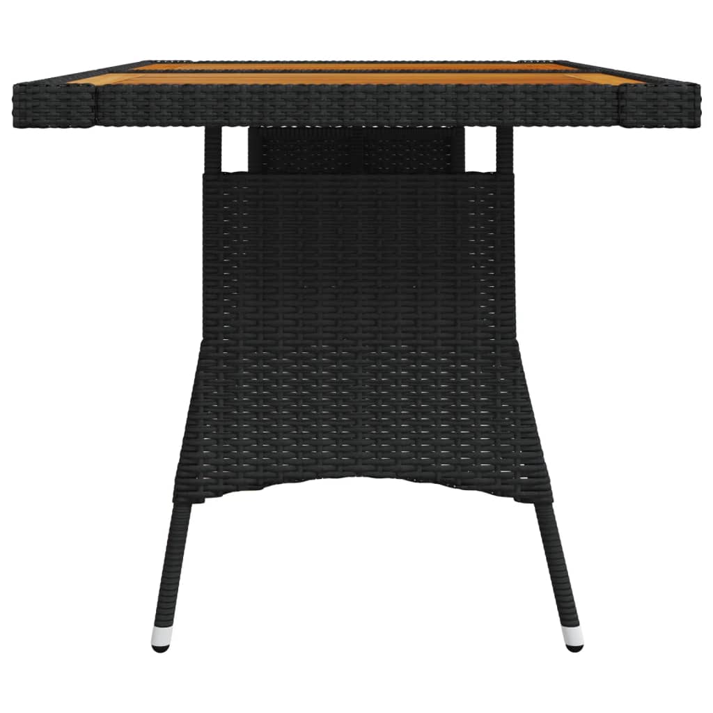 vidaXL Mesa de jardín ratán PE y acacia maciza negro 130x70x72 cm