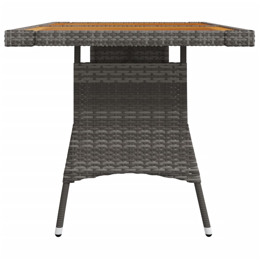 vidaXL Mesa de jardín ratán PE y acacia maciza gris 130x70x72 cm