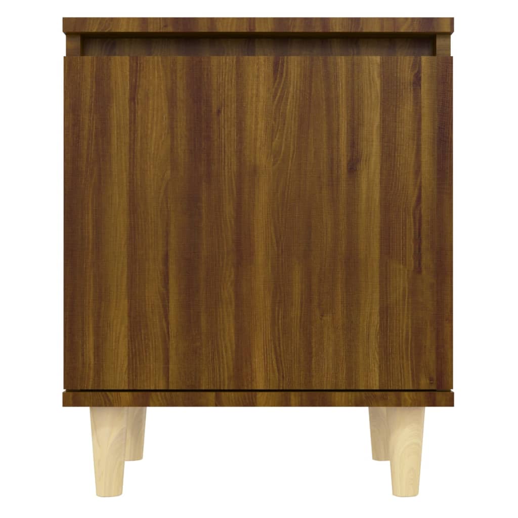 vidaXL Mesita de noche con patas madera maciza marrón roble 40x30x50cm