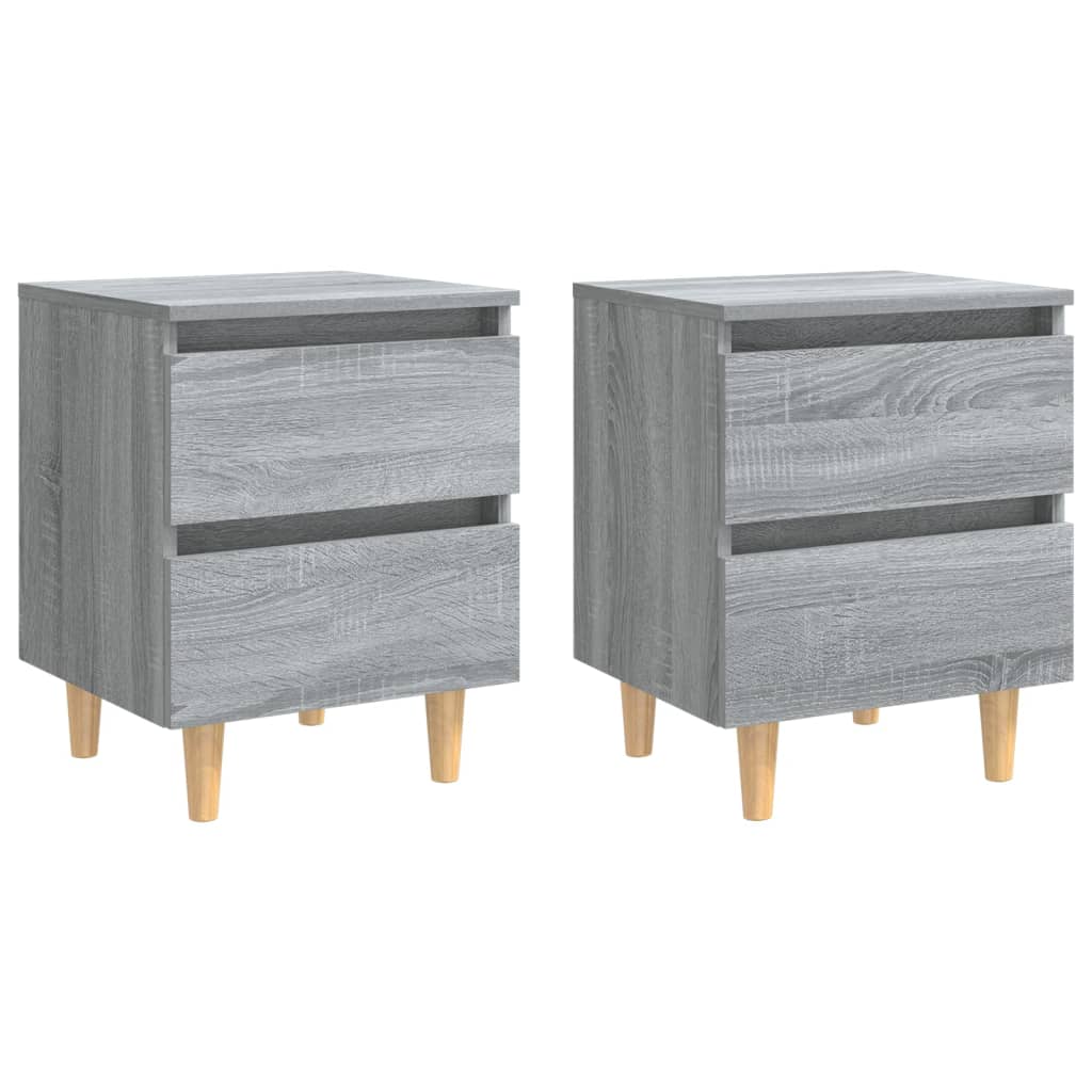 vidaXL Mesitas de noche 2 uds patas de madera gris Sonoma 40x35x50 cm