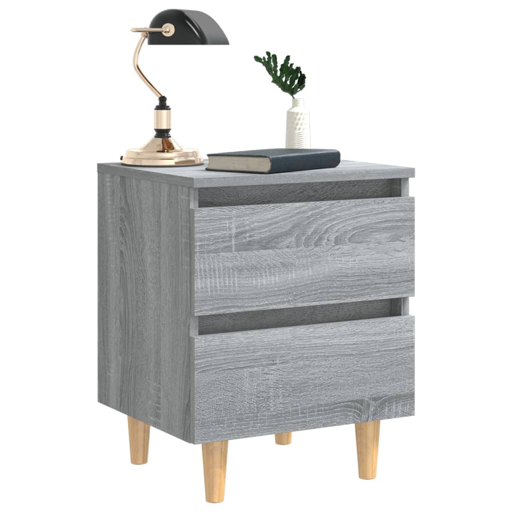 vidaXL Mesitas de noche 2 uds patas de madera gris Sonoma 40x35x50 cm