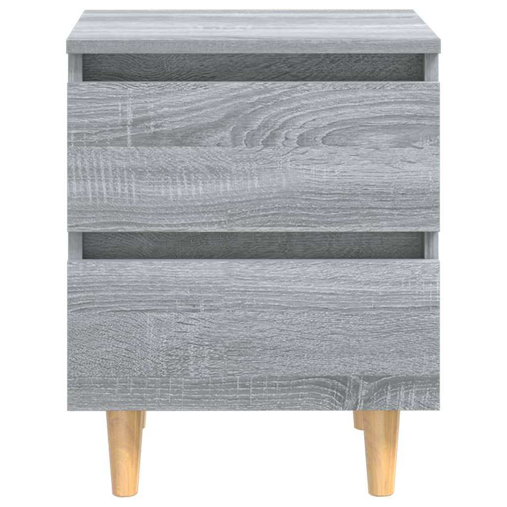 vidaXL Mesitas de noche 2 uds patas de madera gris Sonoma 40x35x50 cm