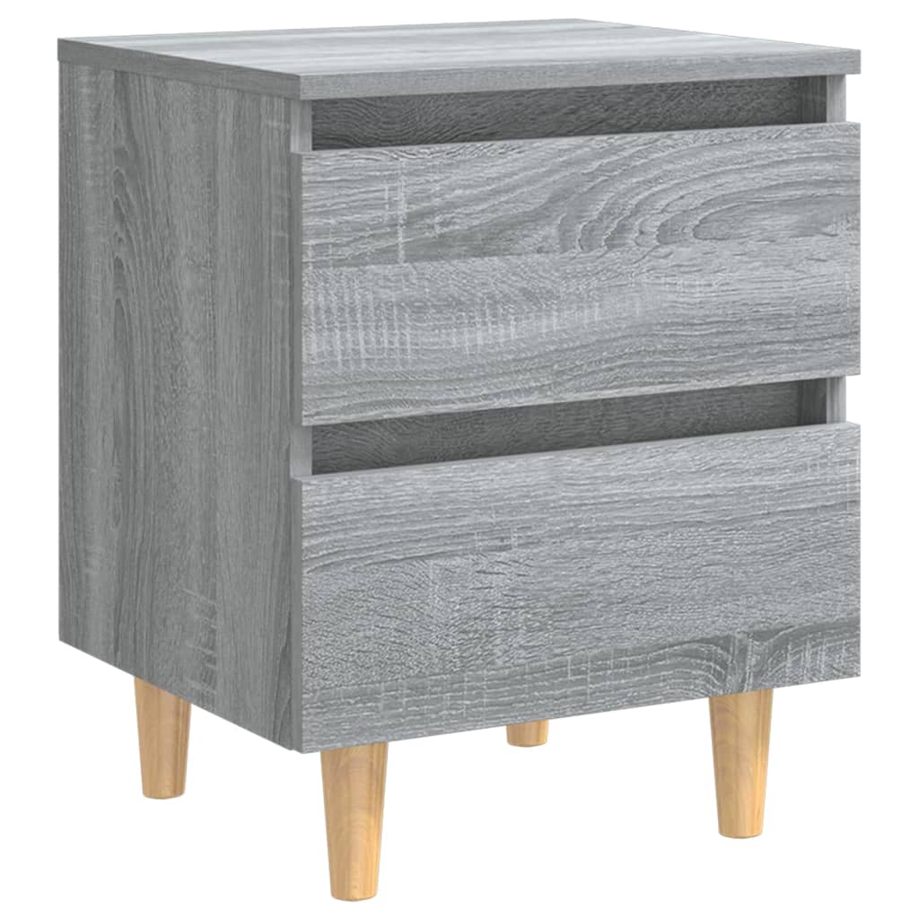 vidaXL Mesitas de noche 2 uds patas de madera gris Sonoma 40x35x50 cm