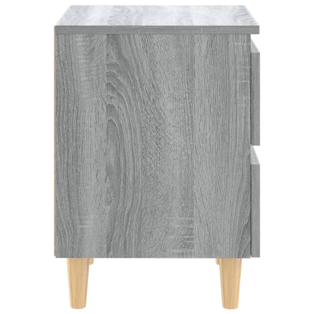 vidaXL Mesitas de noche 2 uds patas de madera gris Sonoma 40x35x50 cm