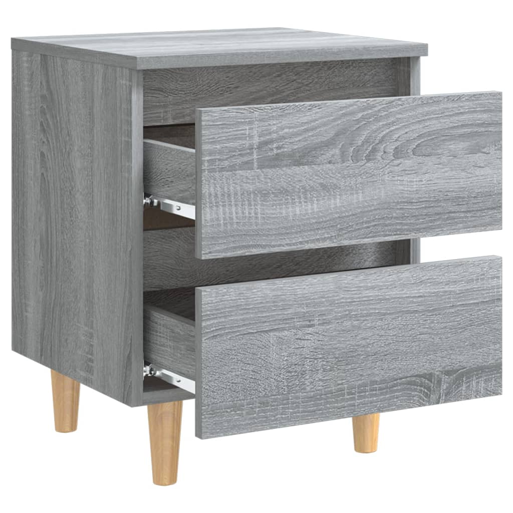 vidaXL Mesitas de noche 2 uds patas de madera gris Sonoma 40x35x50 cm