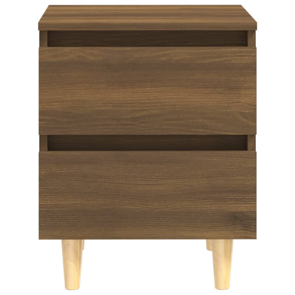 vidaXL Mesita de noche patas de madera maciza roble ahumado 40x35x50cm