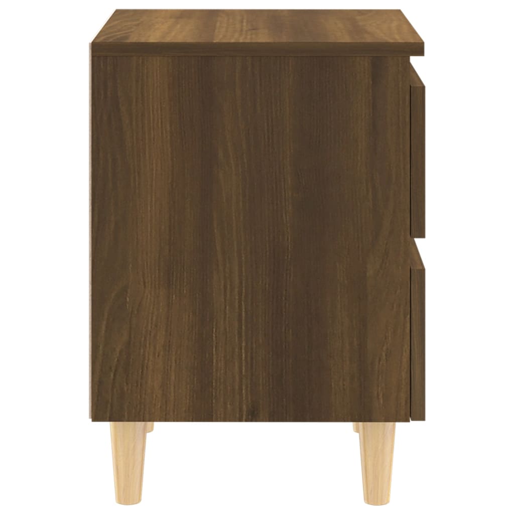 vidaXL Mesita de noche patas de madera maciza roble ahumado 40x35x50cm