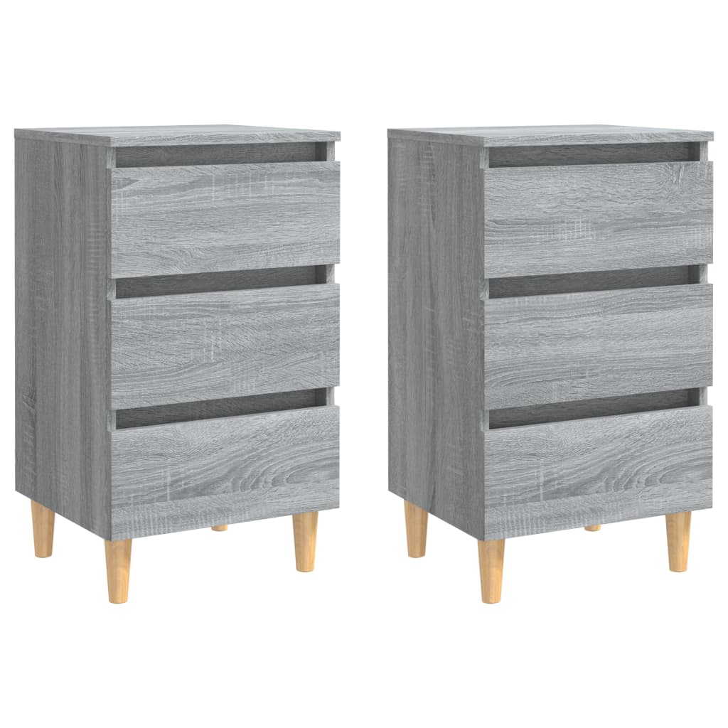 vidaXL Mesitas de noche 2 uds con patas madera gris Sonoma 40x35x69 cm