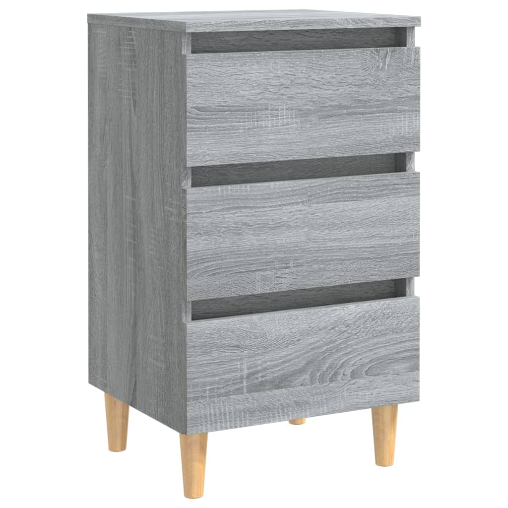 vidaXL Mesitas de noche 2 uds con patas madera gris Sonoma 40x35x69 cm