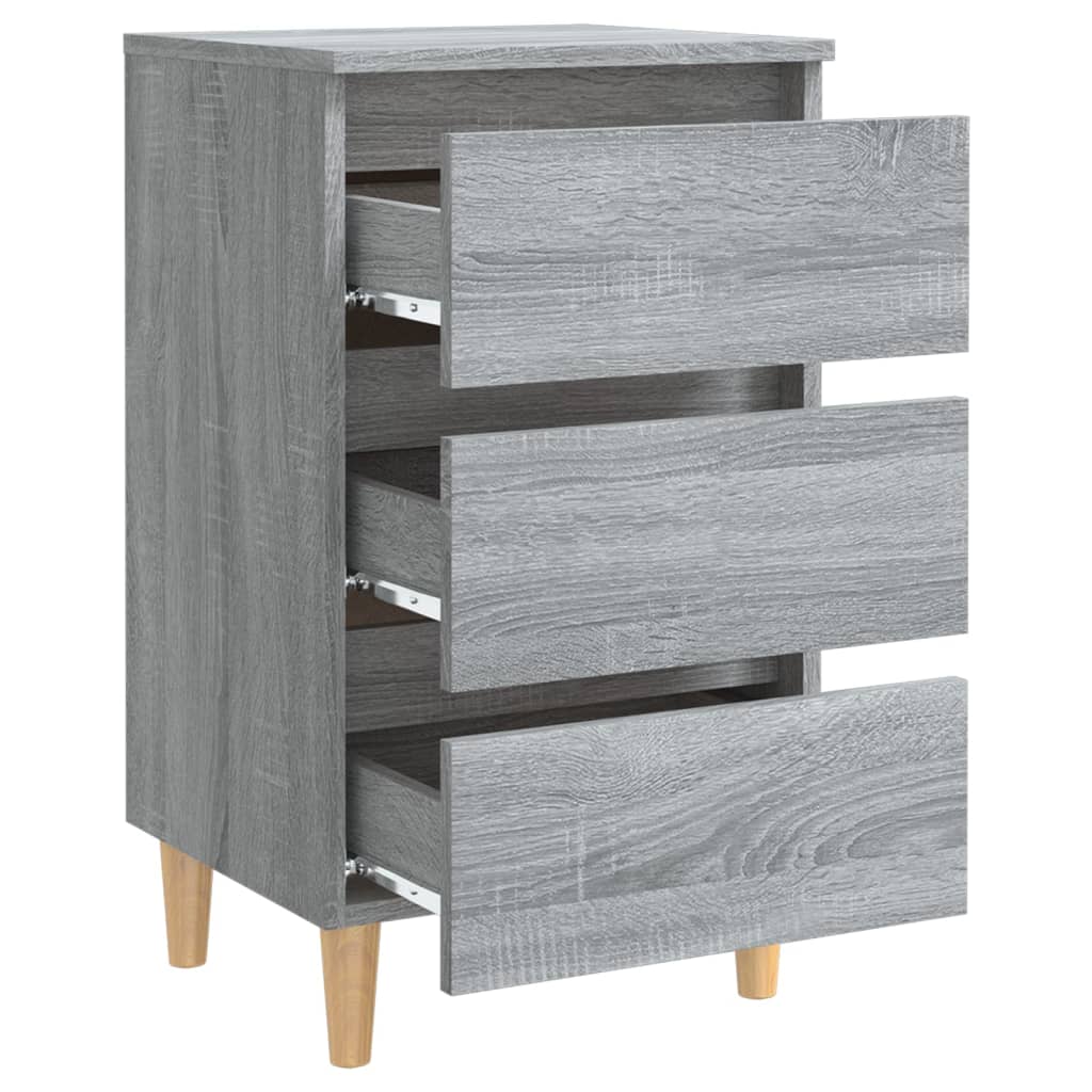 vidaXL Mesitas de noche 2 uds con patas madera gris Sonoma 40x35x69 cm