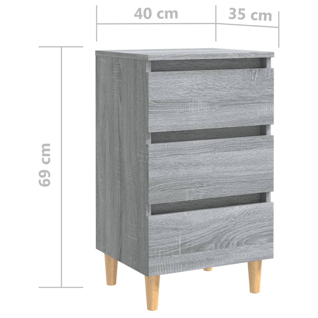 vidaXL Mesitas de noche 2 uds con patas madera gris Sonoma 40x35x69 cm