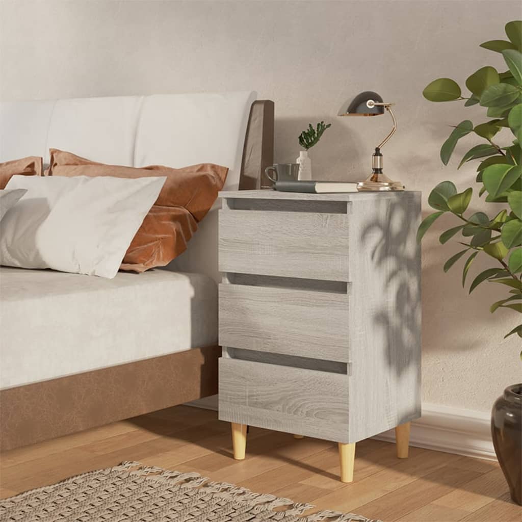 vidaXL Mesitas de noche 2 uds con patas madera gris Sonoma 40x35x69 cm