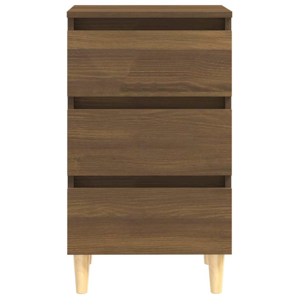 vidaXL Mesita de noche patas madera maciza marrón roble 40x35x69 cm