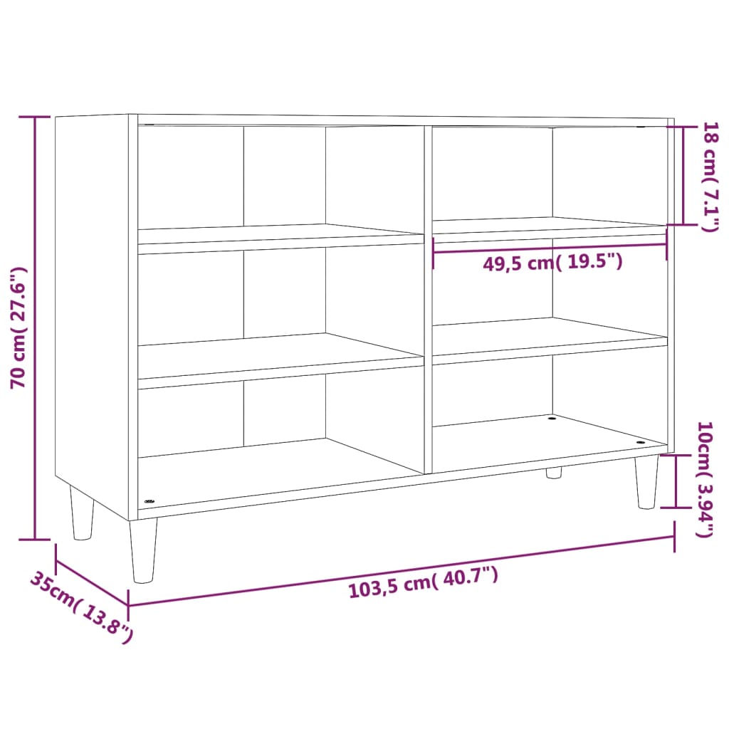 vidaXL Aparador de madera de ingeniería roble ahumado 103,5x35x70 cm