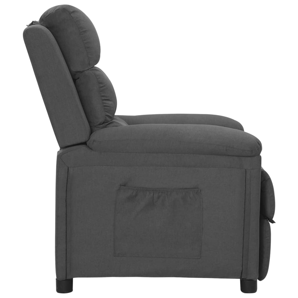 vidaXL Sillón reclinable de tela gris oscuro