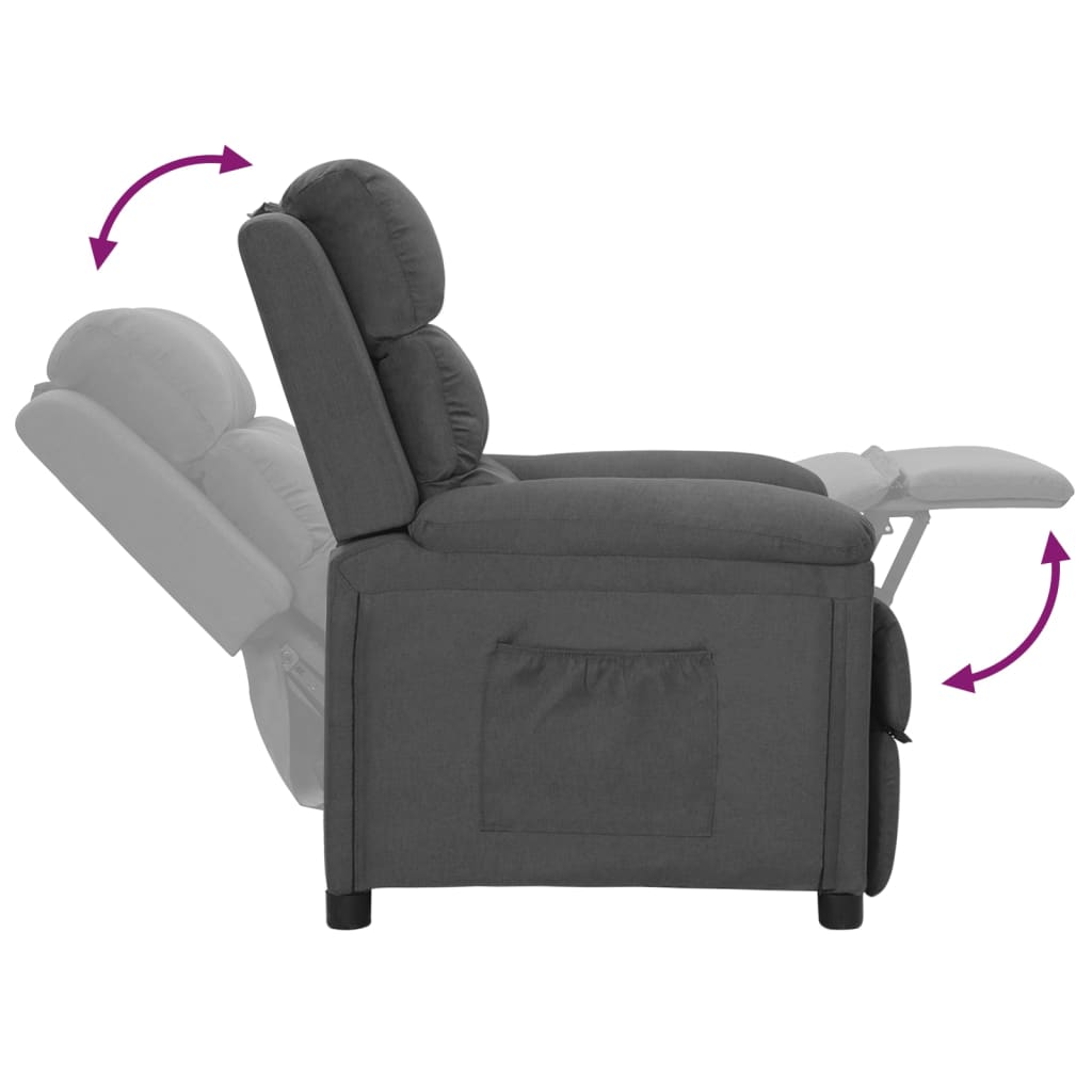 vidaXL Sillón reclinable de tela gris oscuro