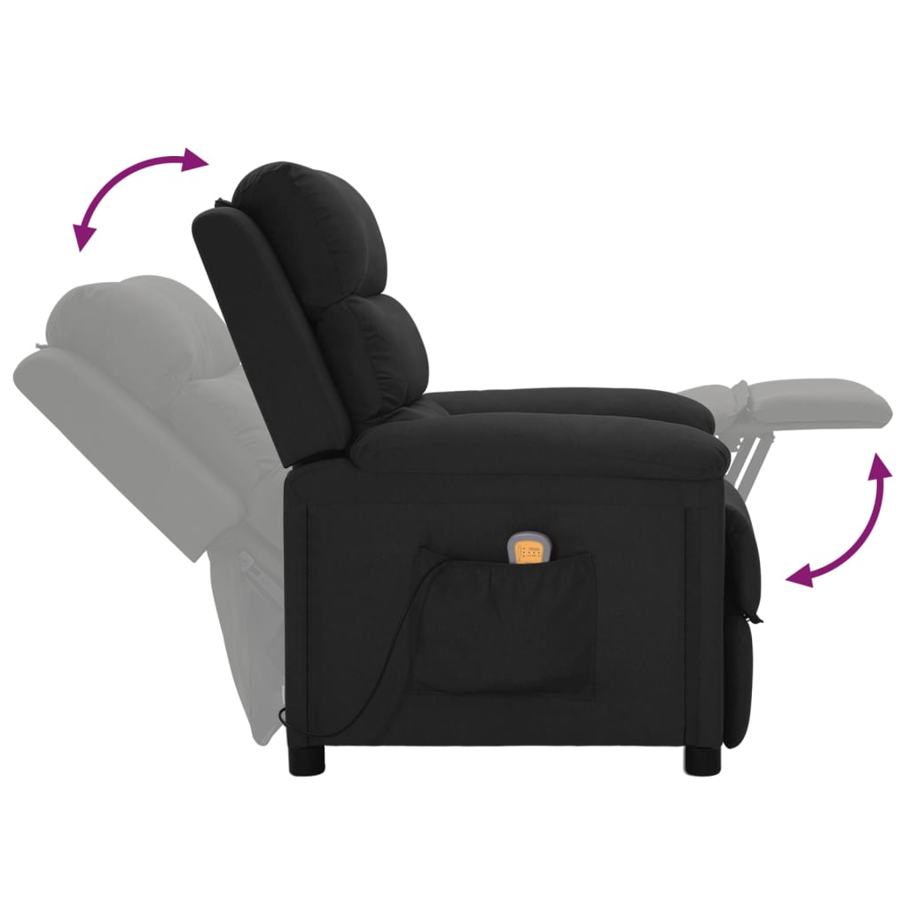 vidaXL Sillón de masaje de tela negro