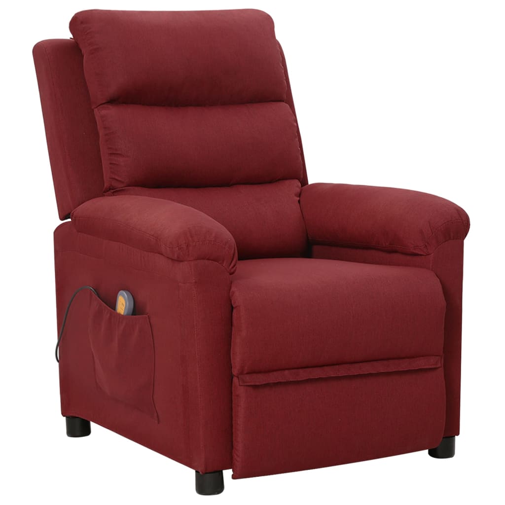 vidaXL Sillón de masaje de tela rojo tinto