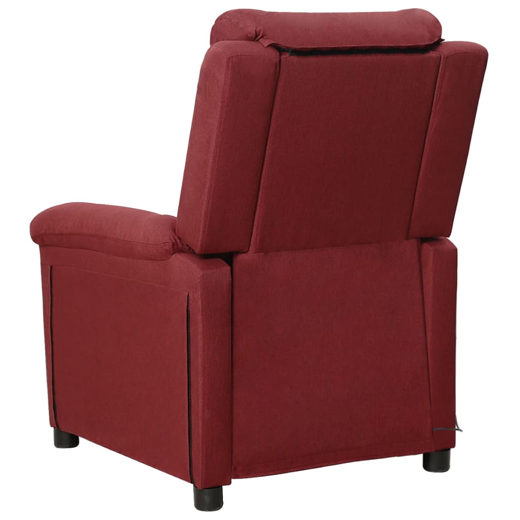 vidaXL Sillón de masaje de tela rojo tinto