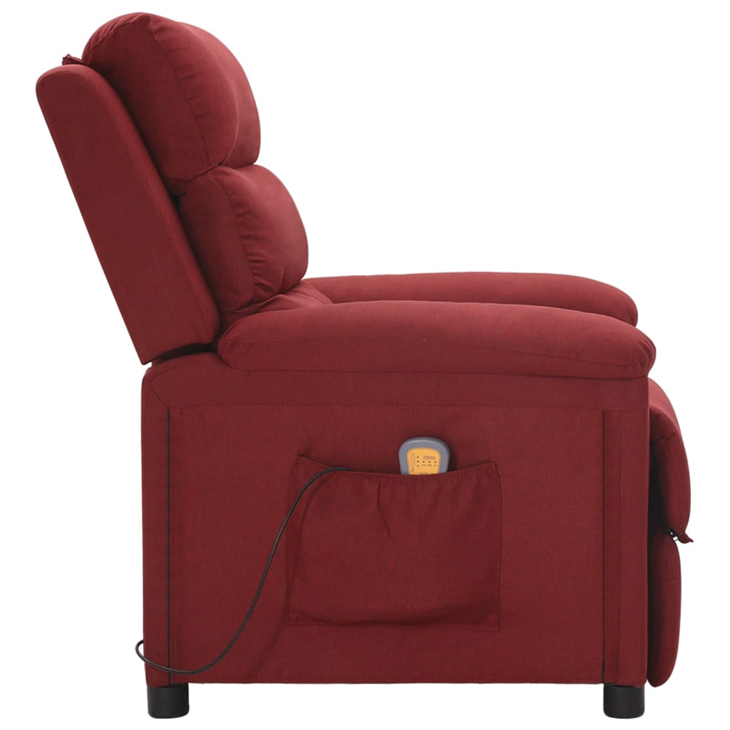 vidaXL Sillón de masaje de tela rojo tinto