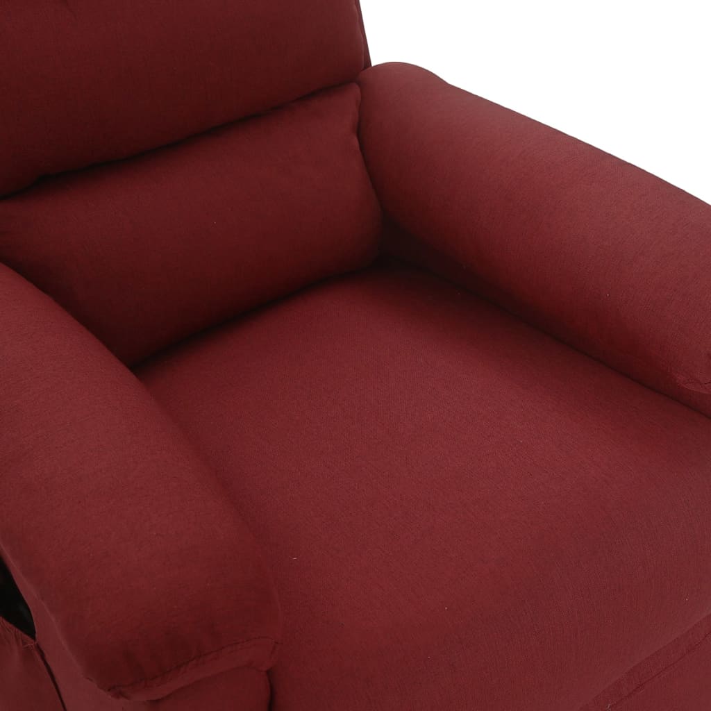 vidaXL Sillón de masaje de tela rojo tinto