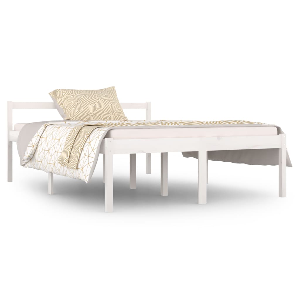 vidaXL Cama senior doble sin colchón blanco 135x190 cm