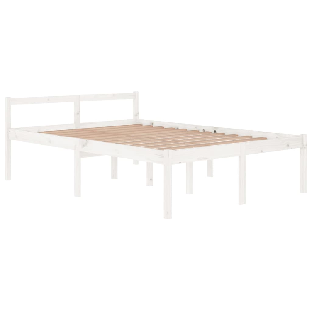 vidaXL Cama senior sin colchón madera maciza de pino blanco 140x200 cm