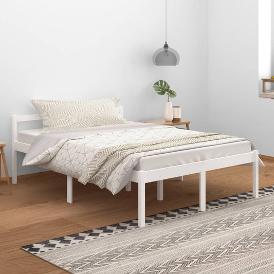 vidaXL Cama senior sin colchón madera maciza de pino blanco 140x200 cm