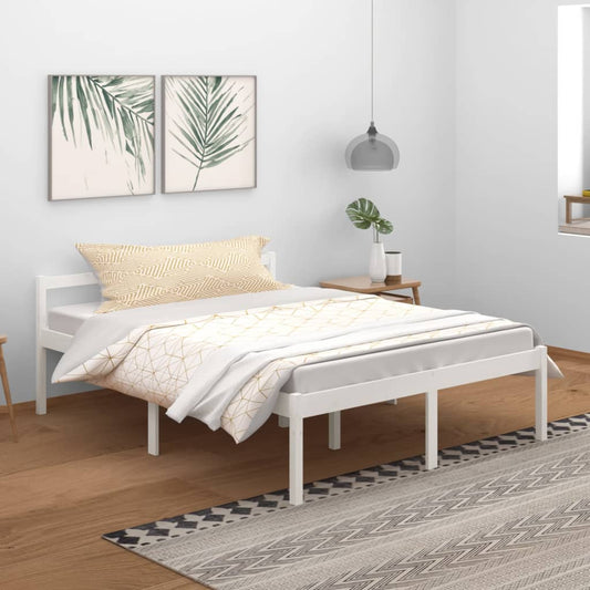 vidaXL Cama senior de matrimonio sin colchón blanco 150x200 cm