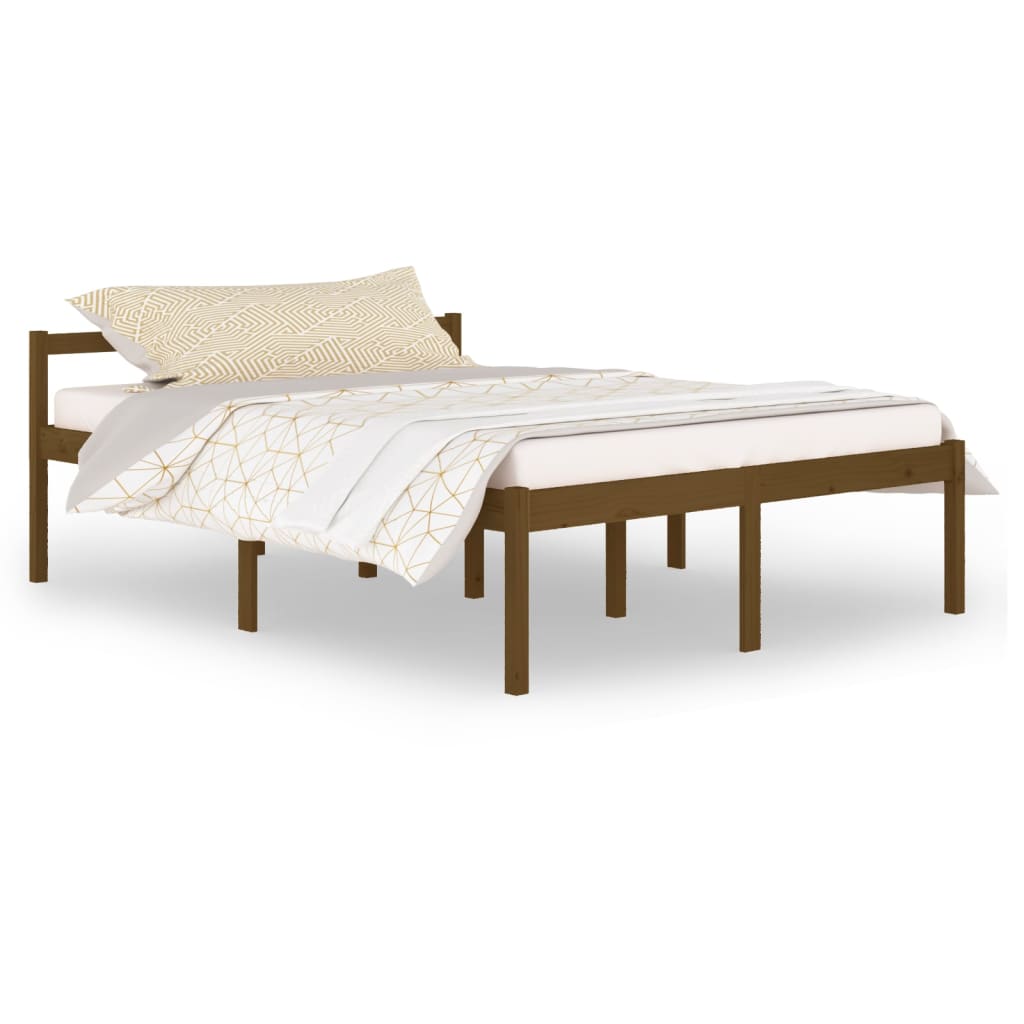 vidaXL Cama senior de matrimonio sin colchón marrón miel 150x200 cm