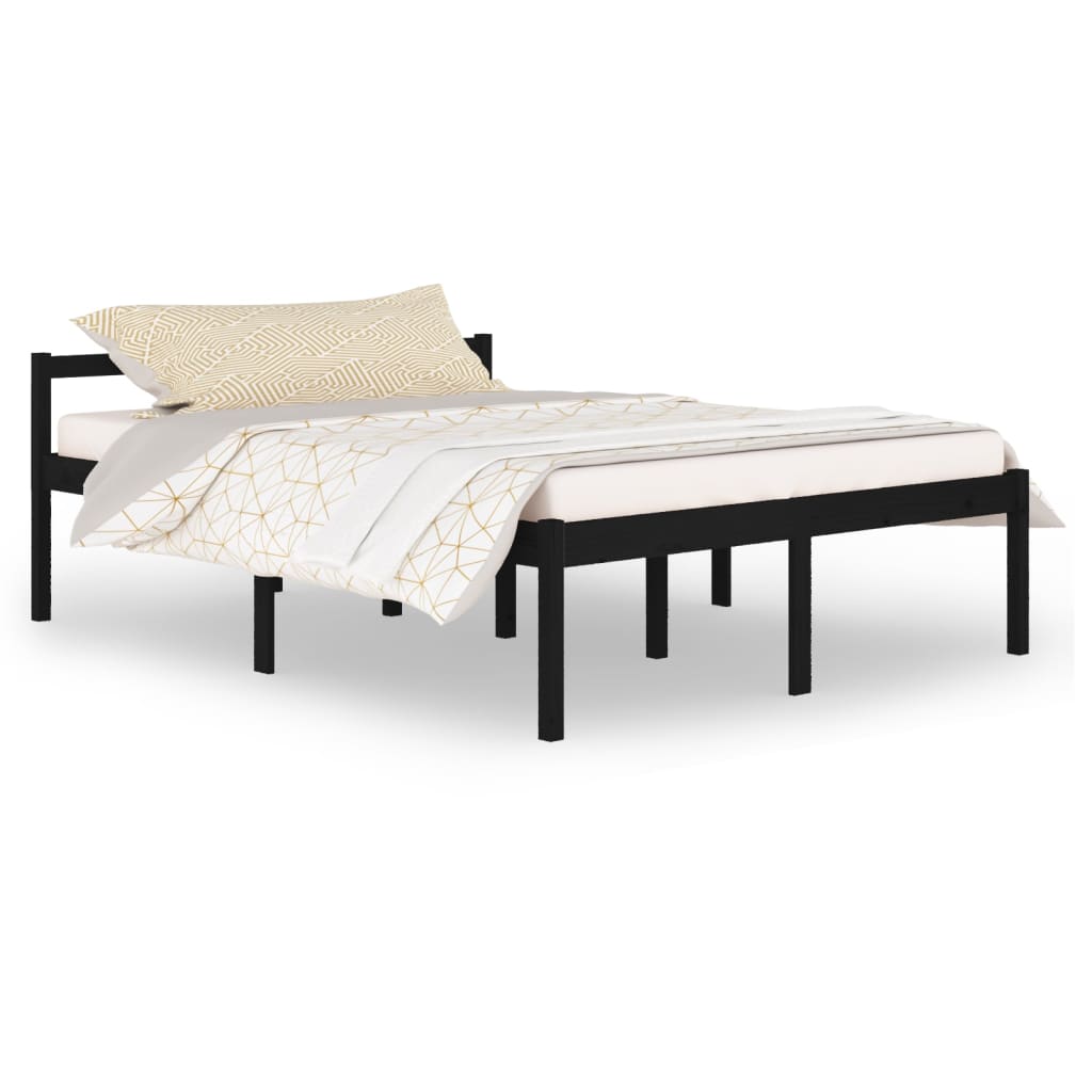 vidaXL Cama senior de matrimonio sin colchón negro 150x200 cm