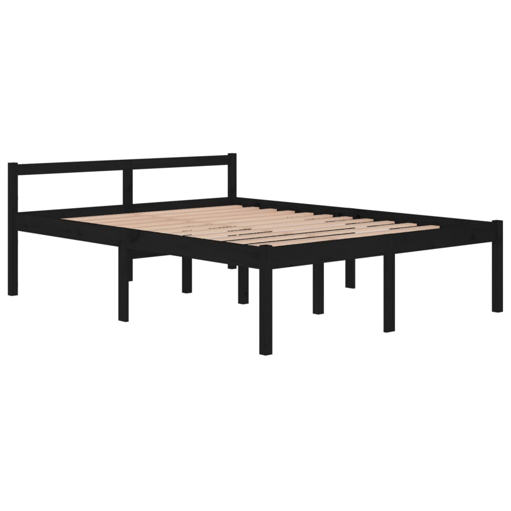 vidaXL Cama senior de matrimonio sin colchón negro 150x200 cm