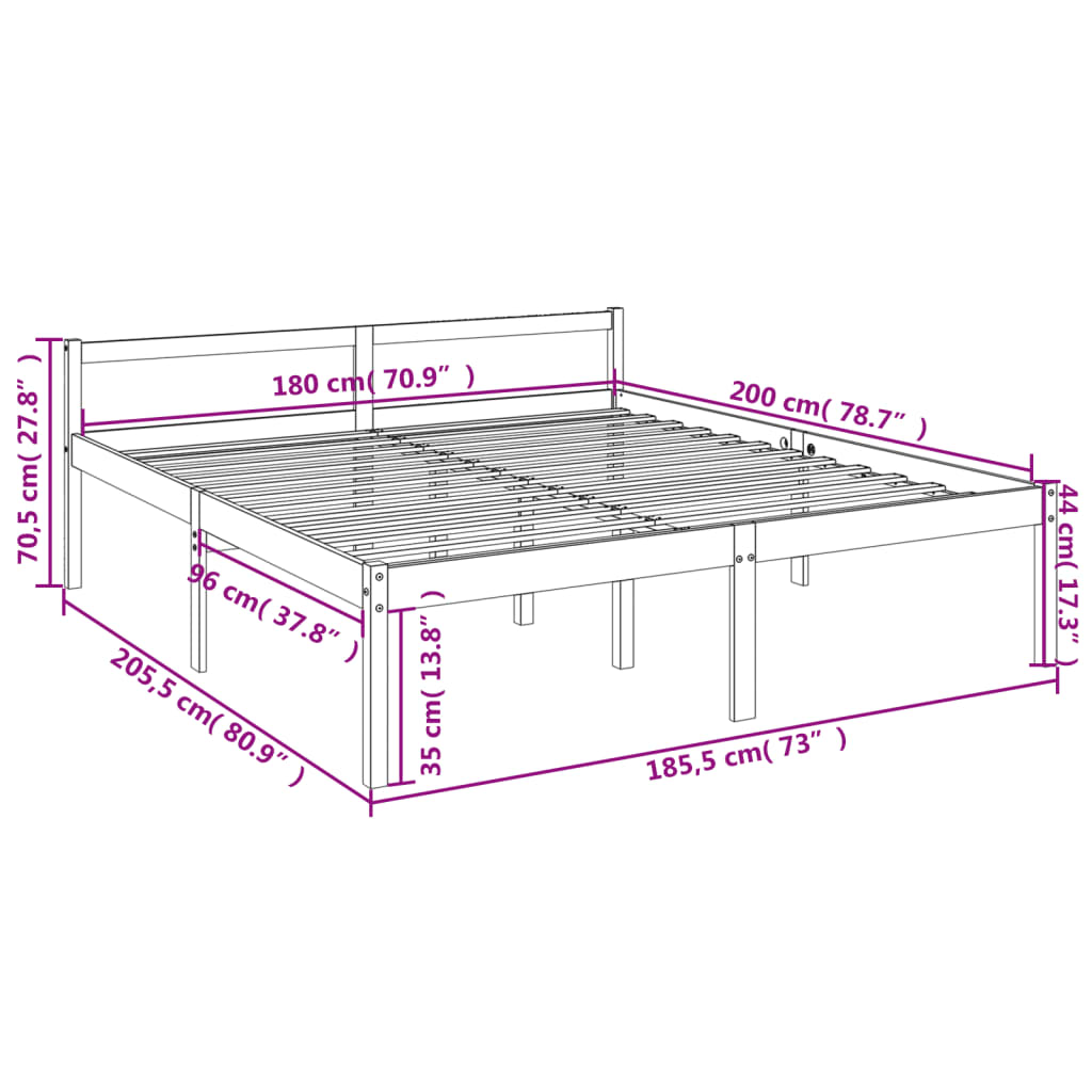 vidaXL Cama senior de matrimonio sin colchón blanco 180x200 cm