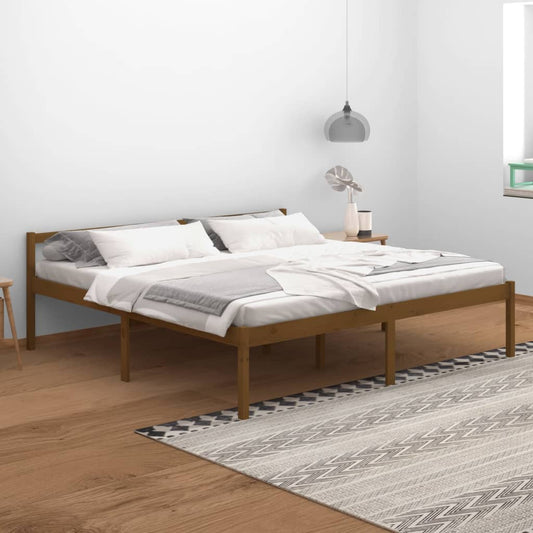 vidaXL Cama senior sin colchón madera de pino marrón miel 200x200 cm