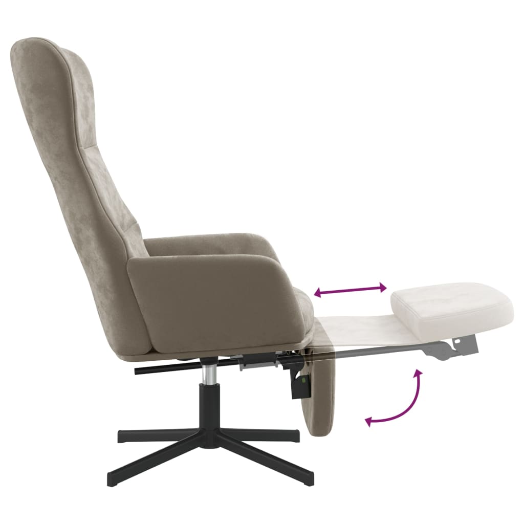 vidaXL Sillón de relax con reposapiés de terciopelo gris claro