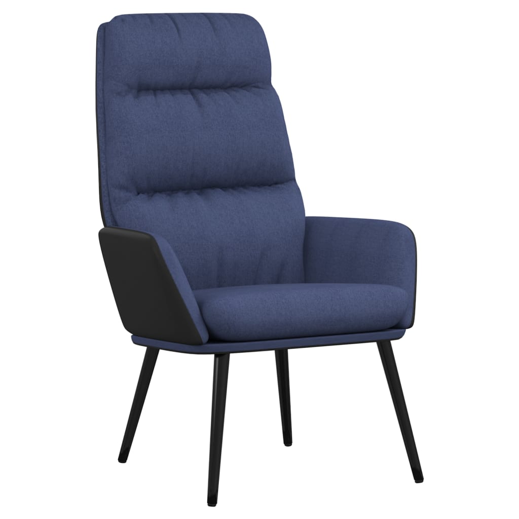 vidaXL Sillón de relax con taburete de tela y cuero sintético azul