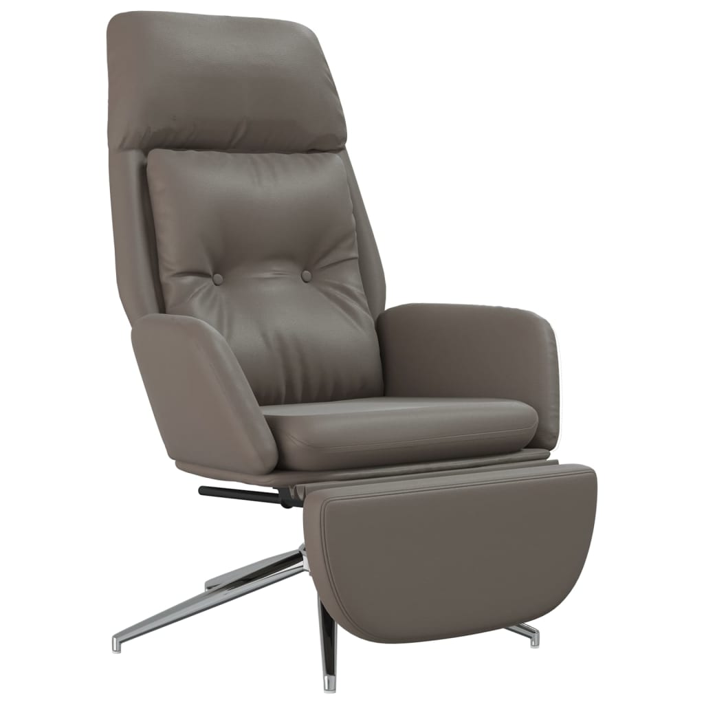 vidaXL Sillón de relax y reposapiés cuero auténtico y sintético gris