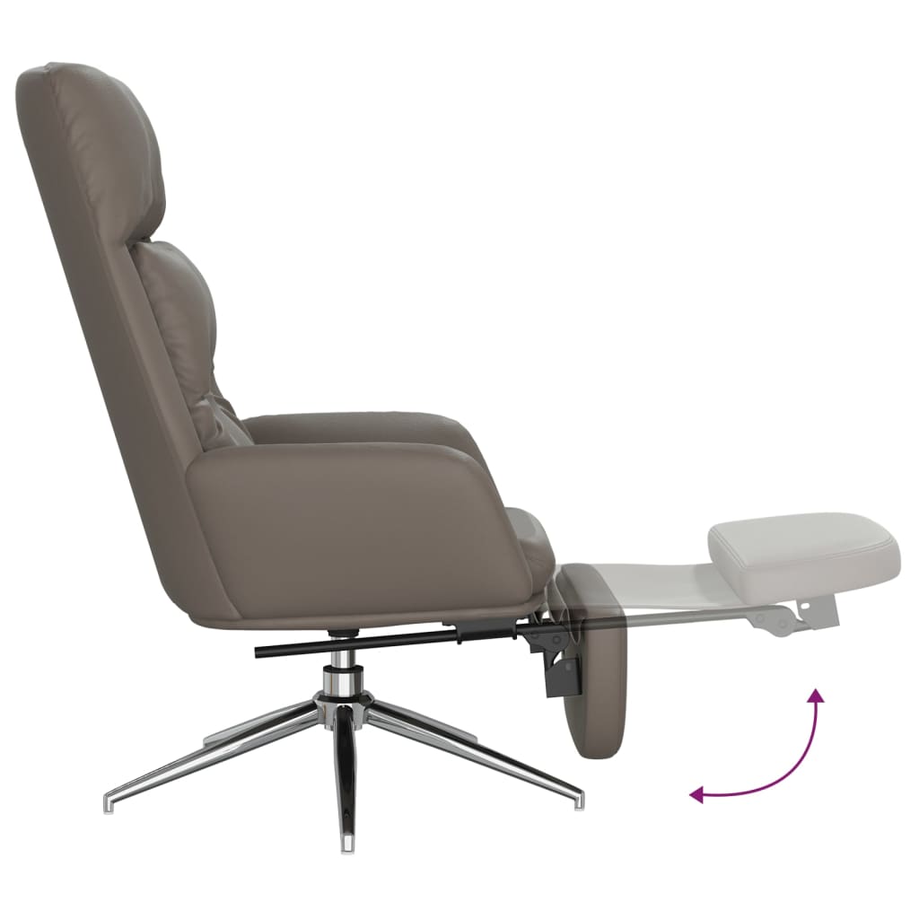 vidaXL Sillón de relax y reposapiés cuero auténtico y sintético gris