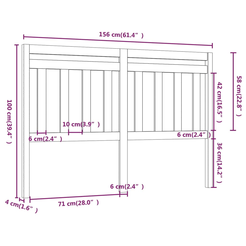 vidaXL Cabecero de cama madera maciza de pino gris 156x4x100 cm