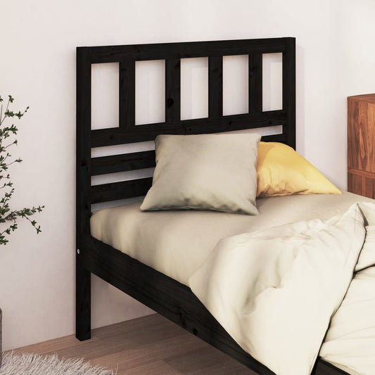 vidaXL Cabecero de cama madera maciza de pino negro 106x4x100 cm