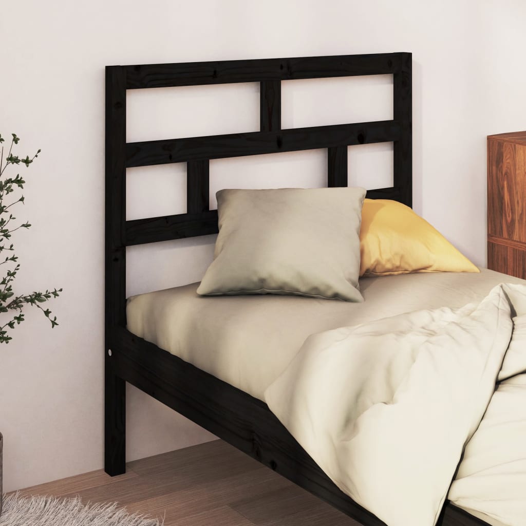 vidaXL Cabecero de cama madera maciza de pino negro 81x4x100 cm